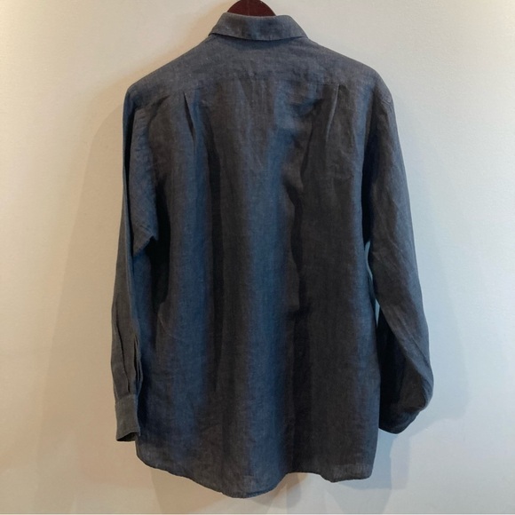HOLT RENFREW Sz M 100% Linen Button  Down Shirt - Picture 5 of 7